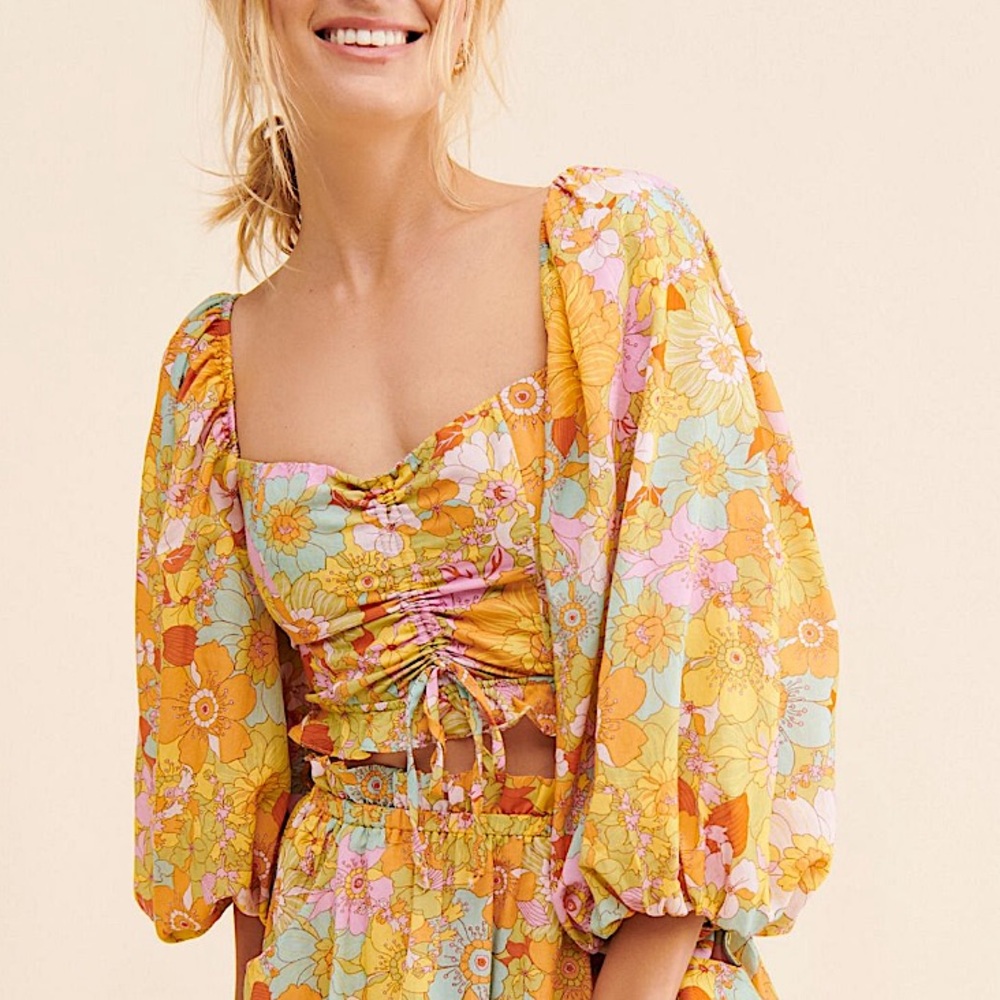 Show Me Your MuMu Floral Balloon Sleeve Blouse